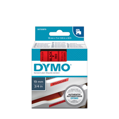 Dymo D1 kazetta, 19mmx7m, fekete/piros (45807)